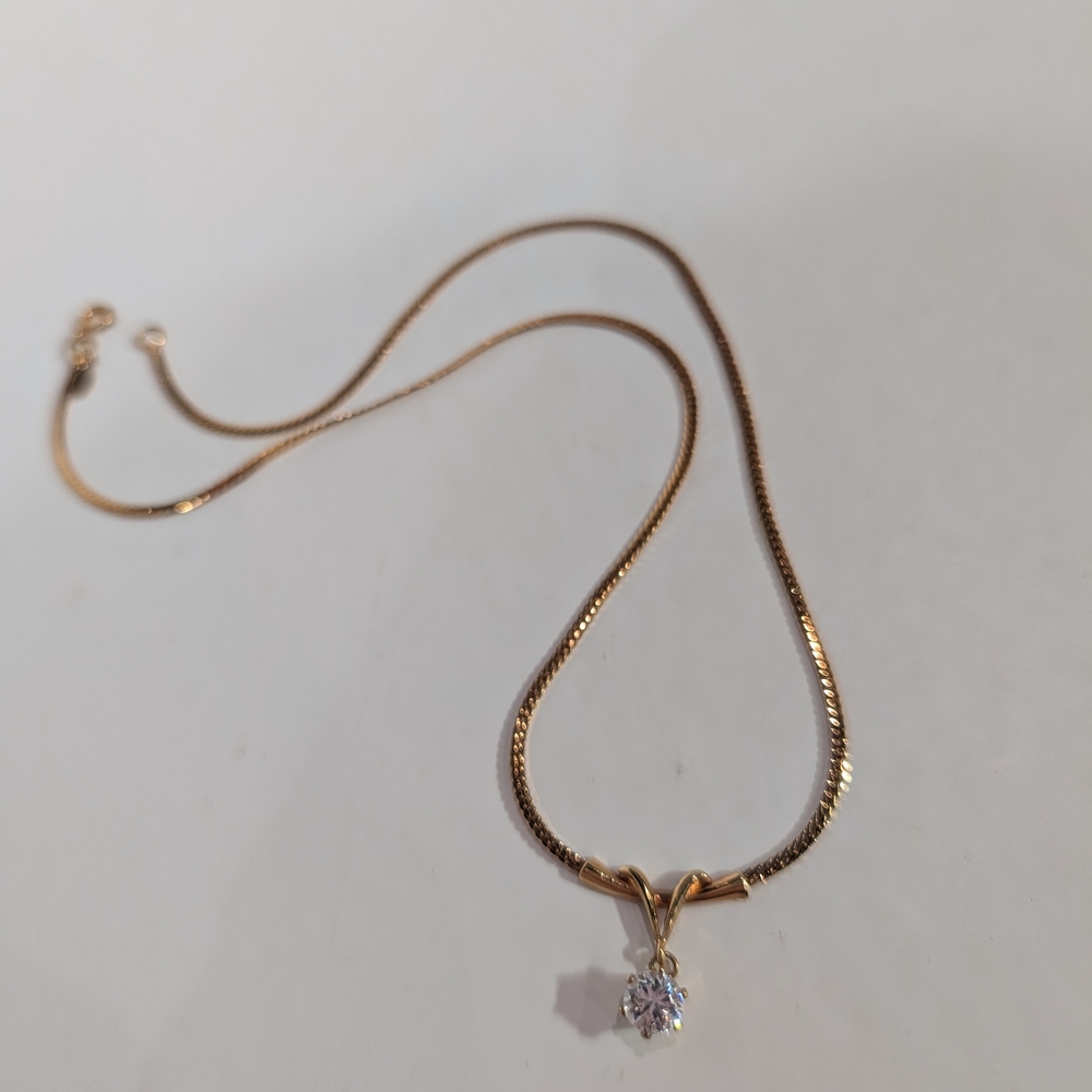 Vintage 14k Gold Electroplated Necklace w/ Crystal Pendant &Oakcha Vanilla Vacay - Picture 3 of 7